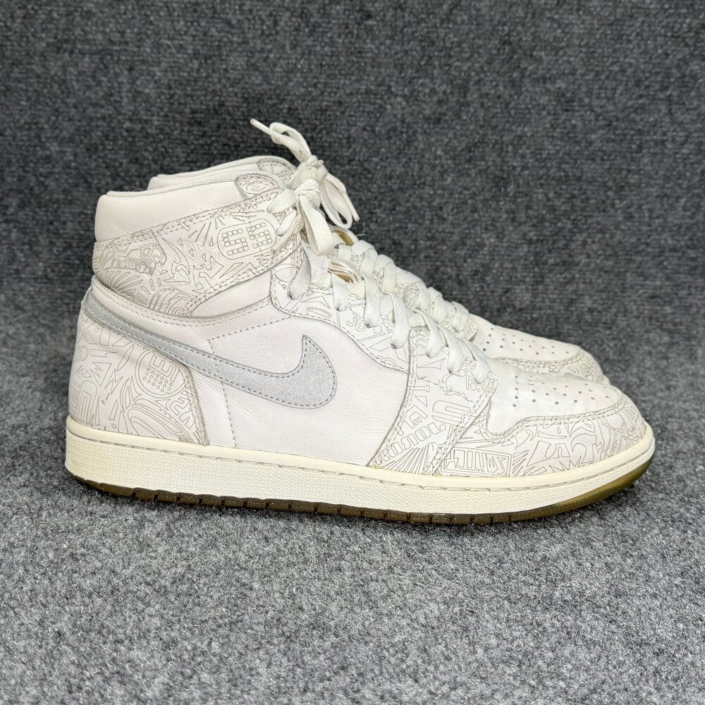 Jordan 1 Retro High Shoes Men's Size 11.5 30th Anniversary Laser White Grey